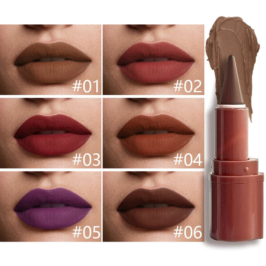 6pcs Matte Velvet Cone-Shaped Tip Lipstick