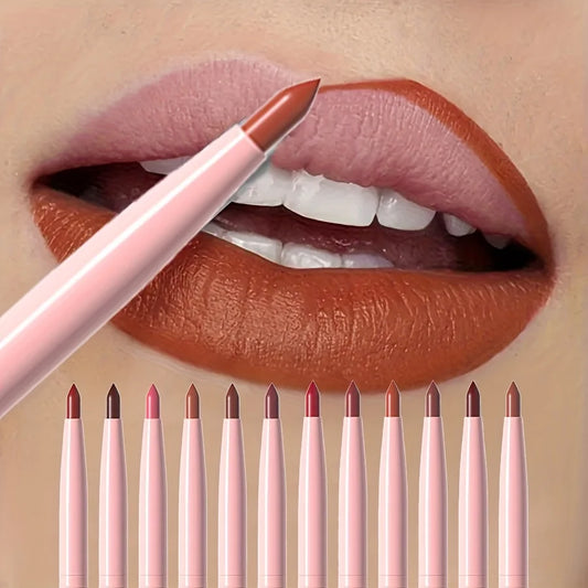 12PCS Matte Lipliner Waterproof Color